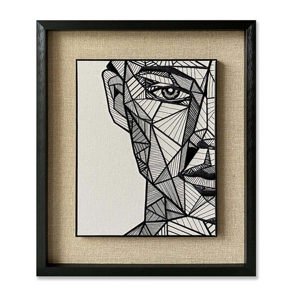 OPTICAN GEOMETRY PAINTING PAPER WHITE BLACK BEIGE