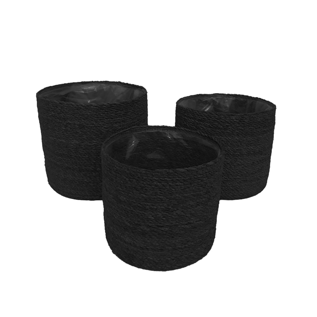 DEL MAR PLANTER SET 3PCS SEAGRASS BLACK D20/17/14x