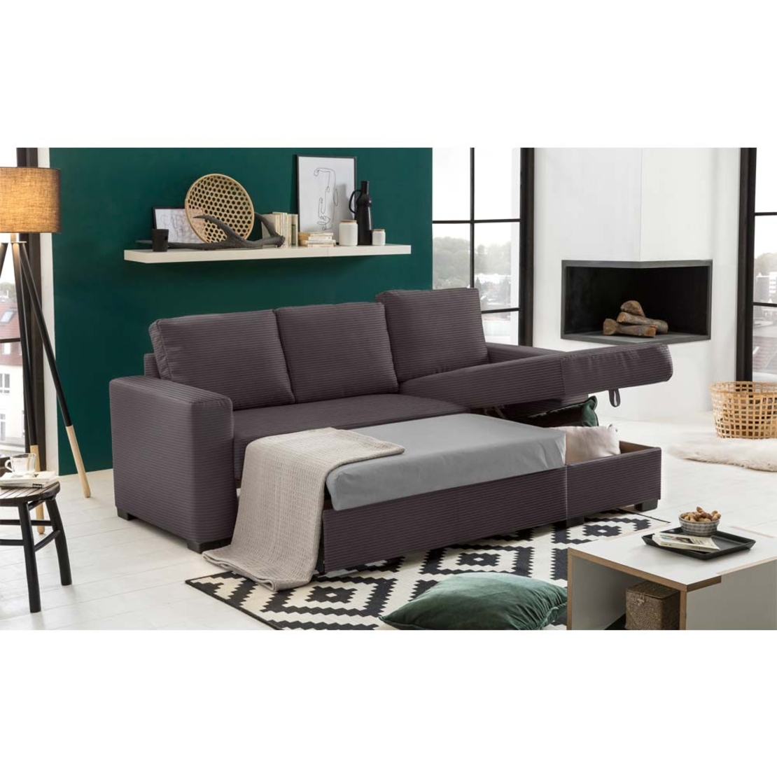 ALDO CRISTIANO SOFA BED REVERSABLE CORNER EASY CLEAN FABRIC GREY E1 EU
