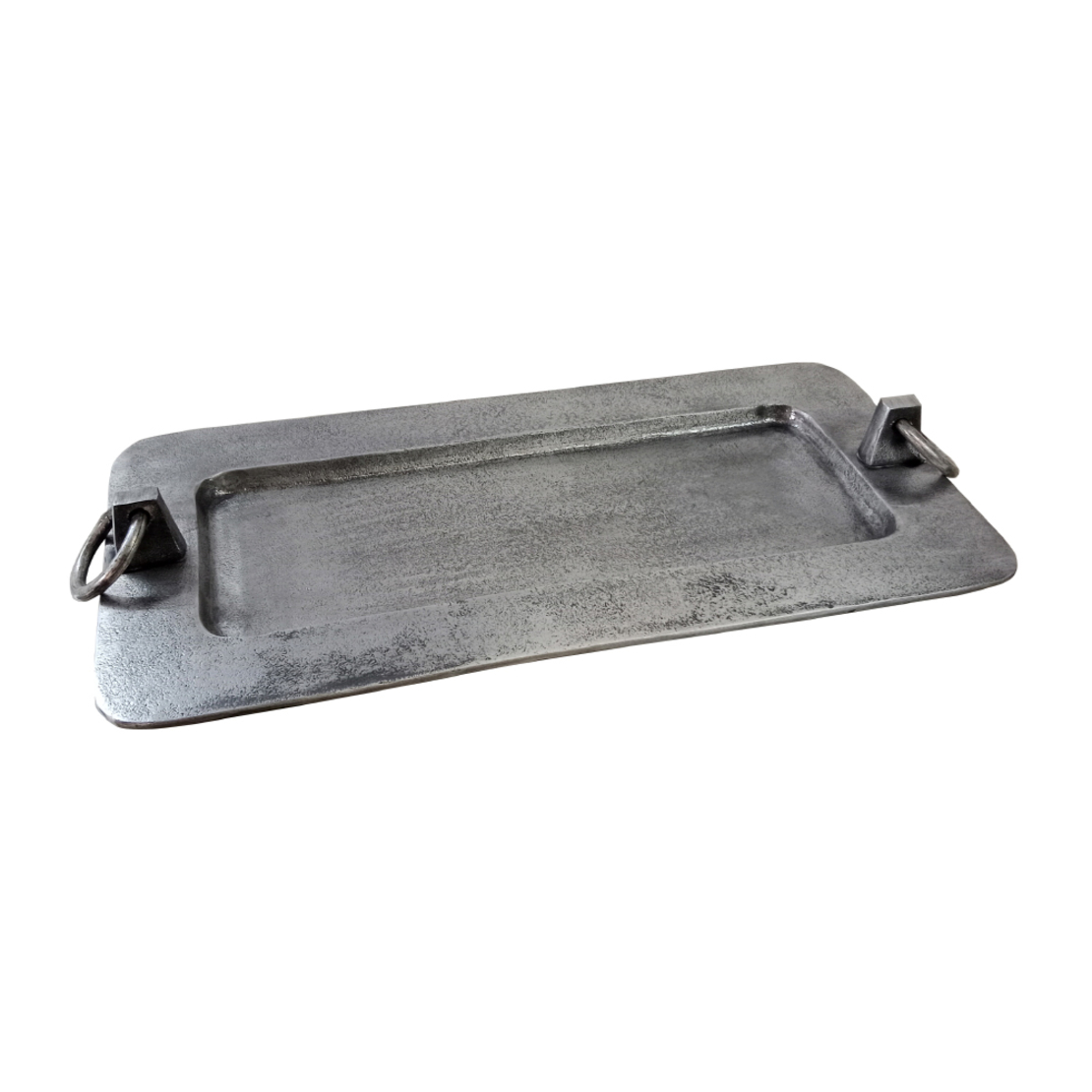 KLIPPE TRAY ALUMINIUM SILVER ANTIQUE 50x25xH6cm IN