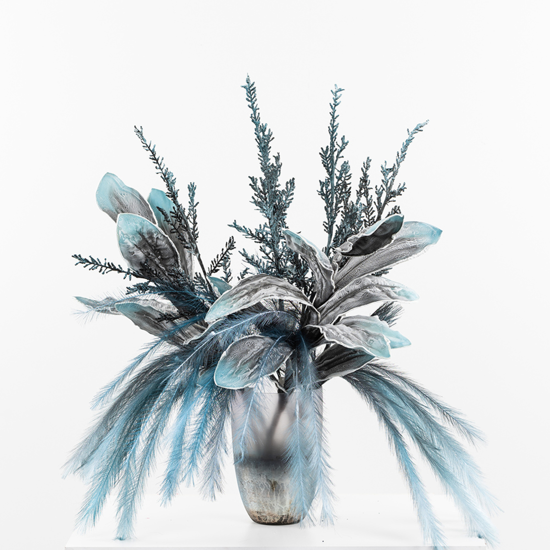 SOMBRE ARTIFICIAL LEAF EVA FOAM GREY BLUE H95cm PR