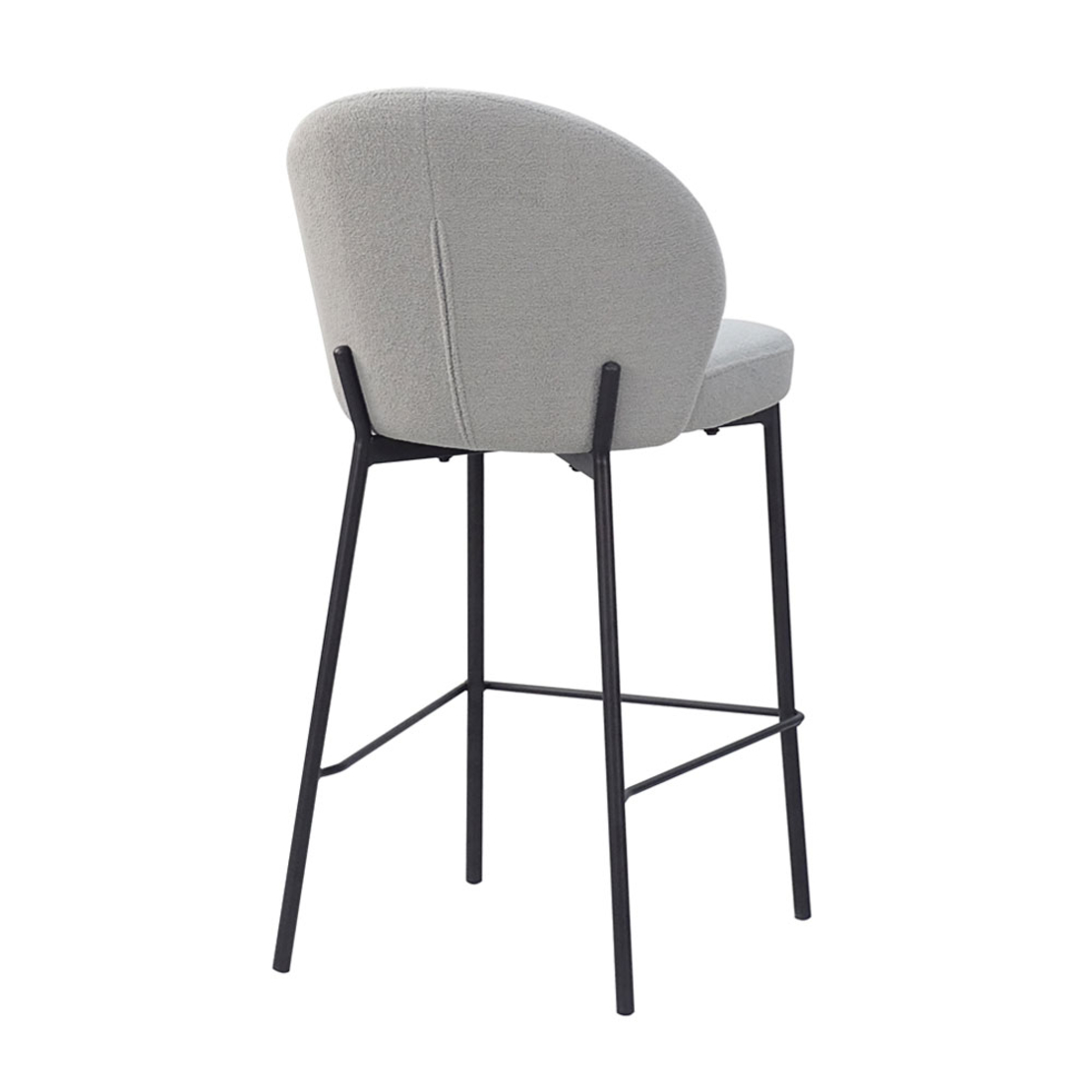 LUNE STOOL BAR FABRIC GREY METAL BLACK PRC