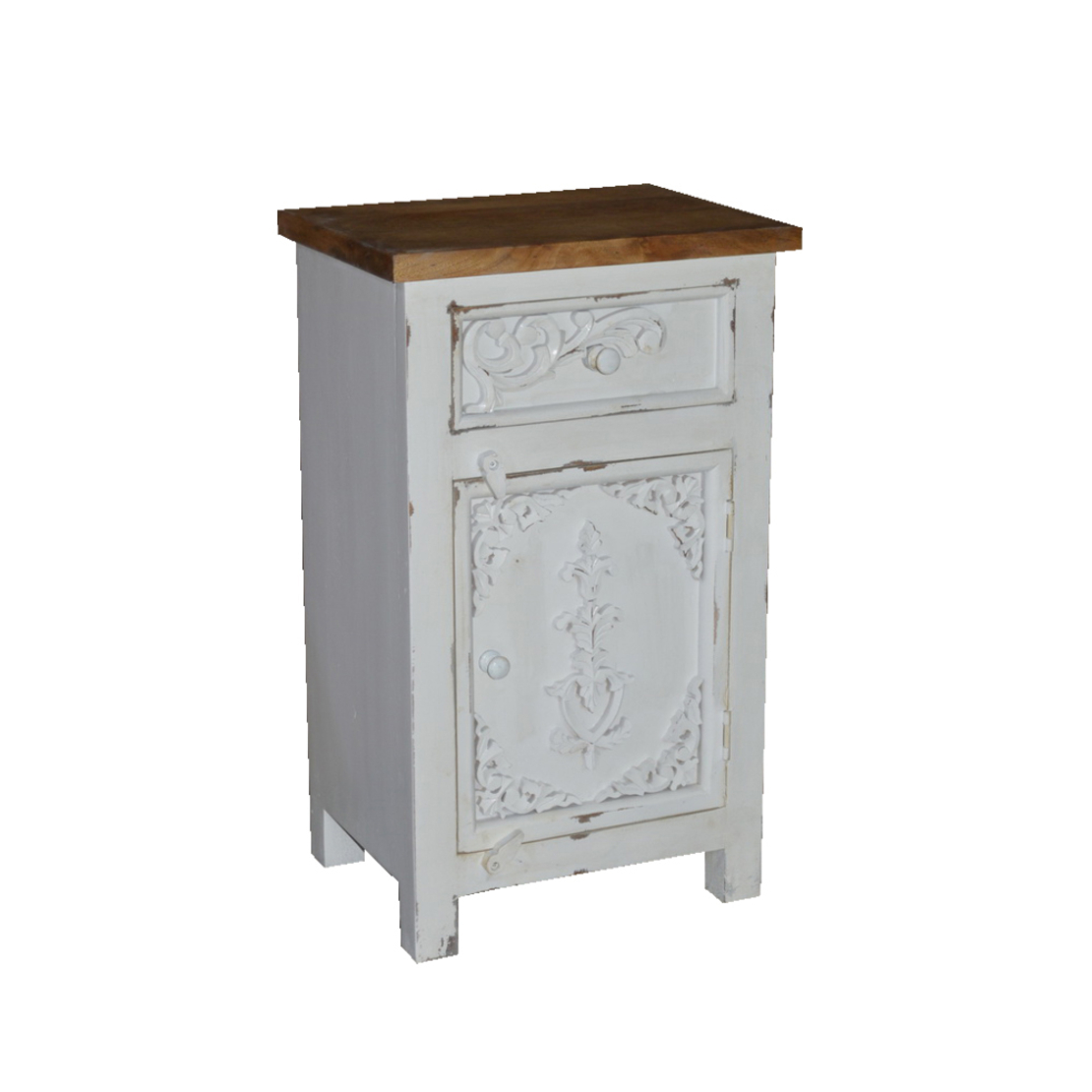 SYROS NIGHTSTAND 1DOOR 1DRAWER WOOD MANGO WHITE NATURAL IN