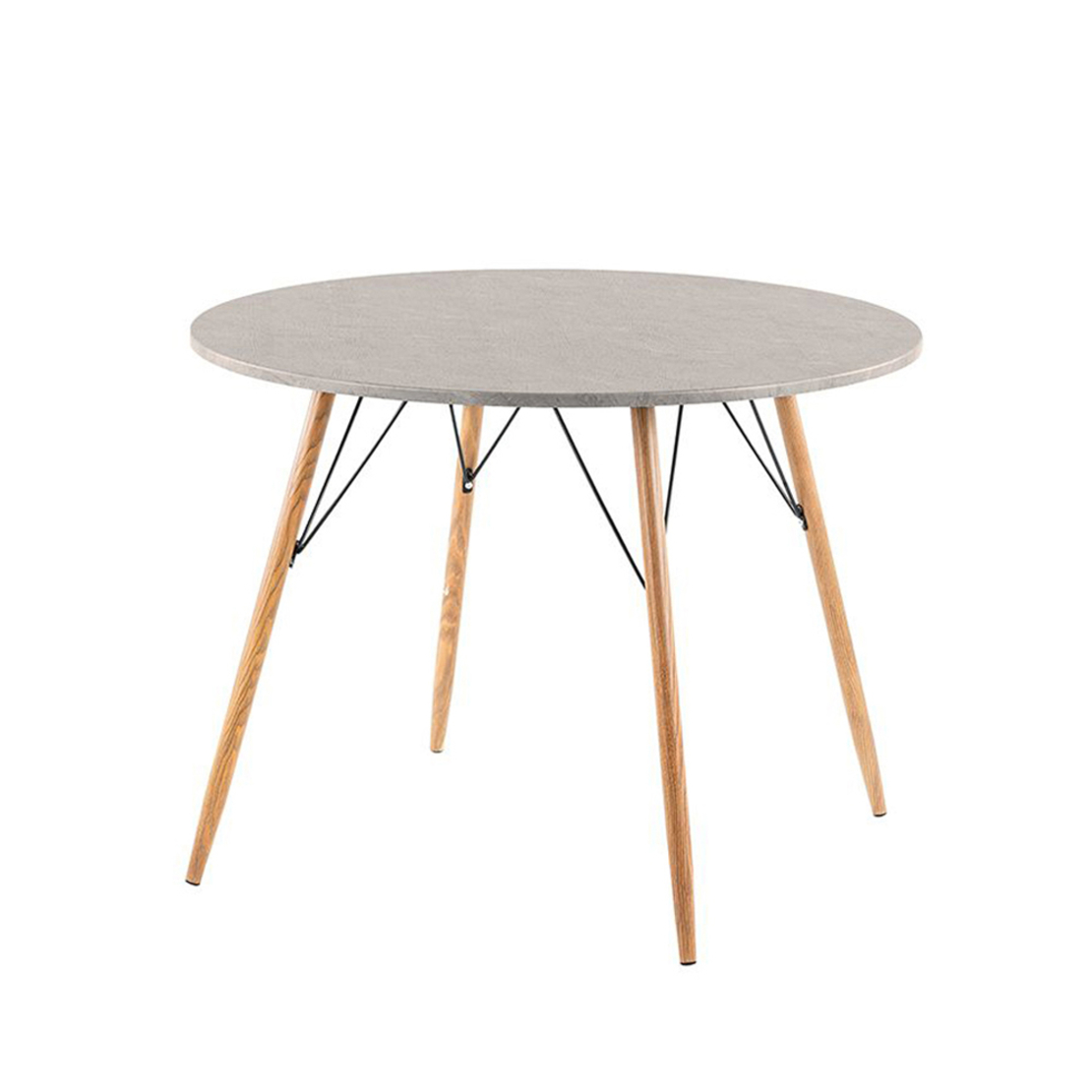 ROCK TABLE ROUND TABLE MDF WITH PAPER VENEER CEMENT NATURAL METAL BLACK E1 PRC