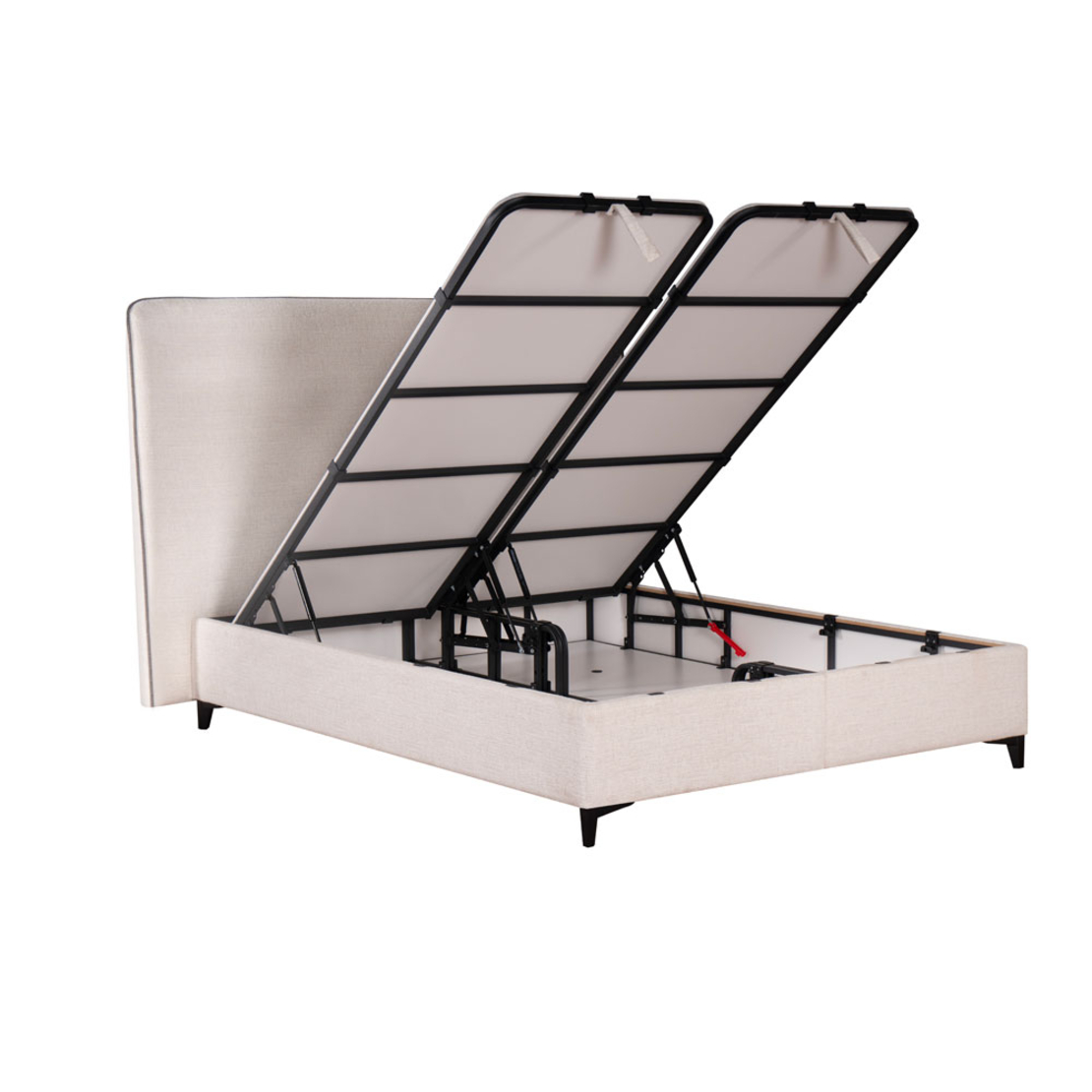 COLOMBO BED WITH STORAGE (FOR MATTRESS 160x200cm) FABRIC OFF WHITE 06-900 FABRIC BLACK E1