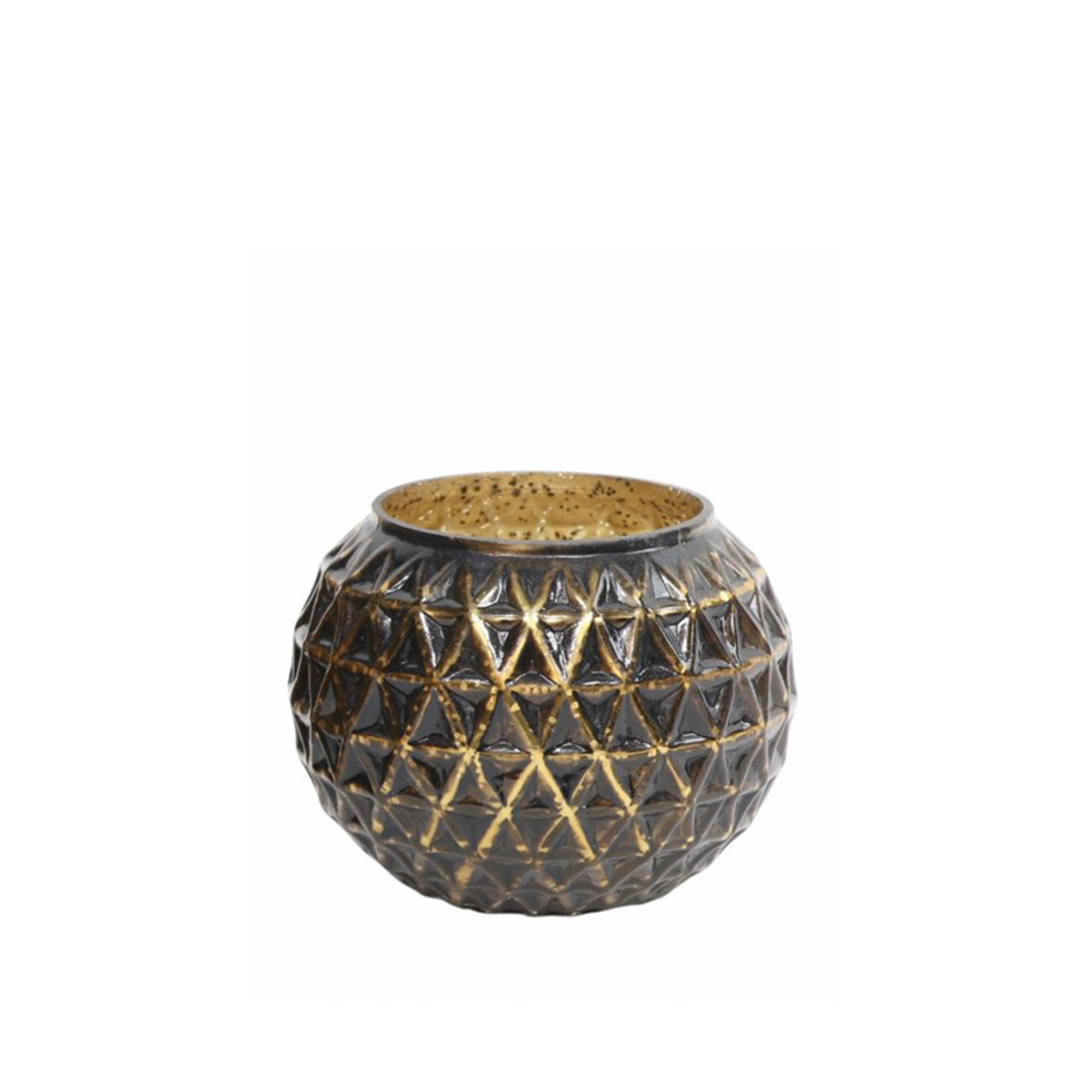 EZUST BASE FOR CANDLE GLASS BLACK GOLD D12xH10cm I