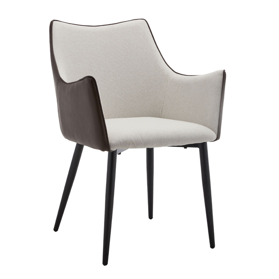 MALONE CHAIR ARMCHAIR EASY CLEAN FABRIC GREY LIGHT BROWN DARK METAL BLACK E1 PRC