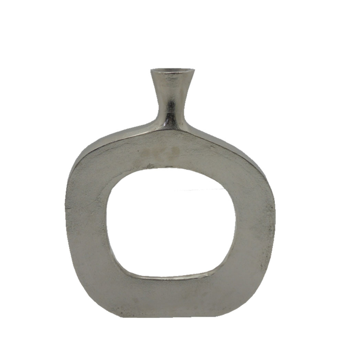 ABSTRACT OVAL VASE ALUMINIUM SILVER NICKEL 30,5x5x