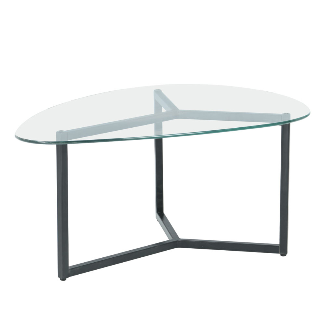 ROCKS COFFEE TABLE SET 2PCS GLASS TRANSPARENT METAL BLACK 82x59xH40cm PRC