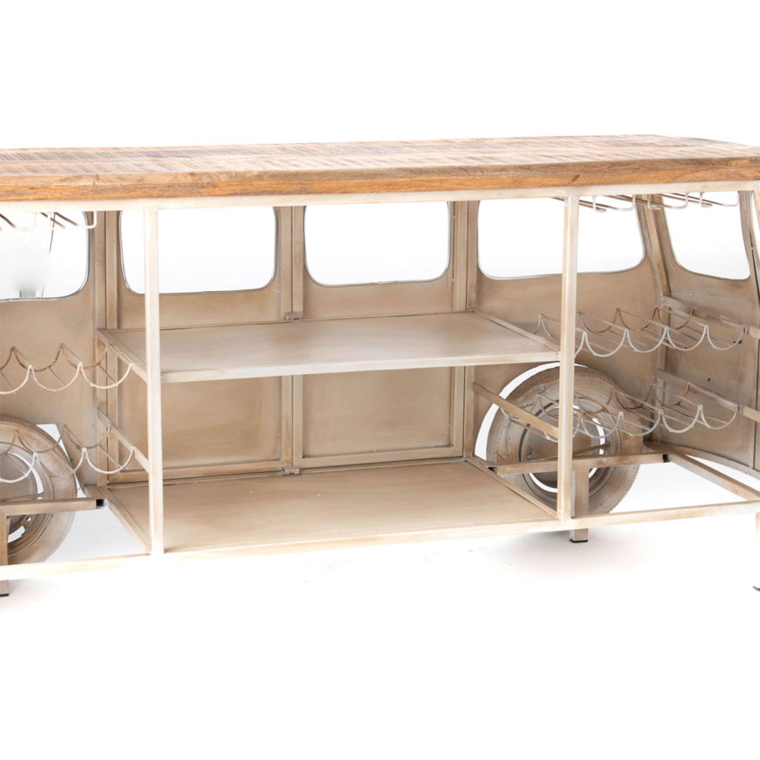 PEACE VAN CONSOLE BAR METAL YELLOW WHITE WOOD MANGO 221x62xH97cm IN