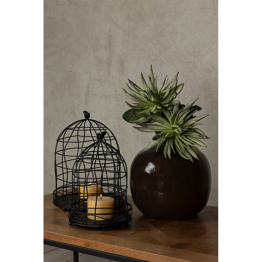 MIRTILE DECO CAGE SET 2PCS METAL BLACK D29,85-22,8