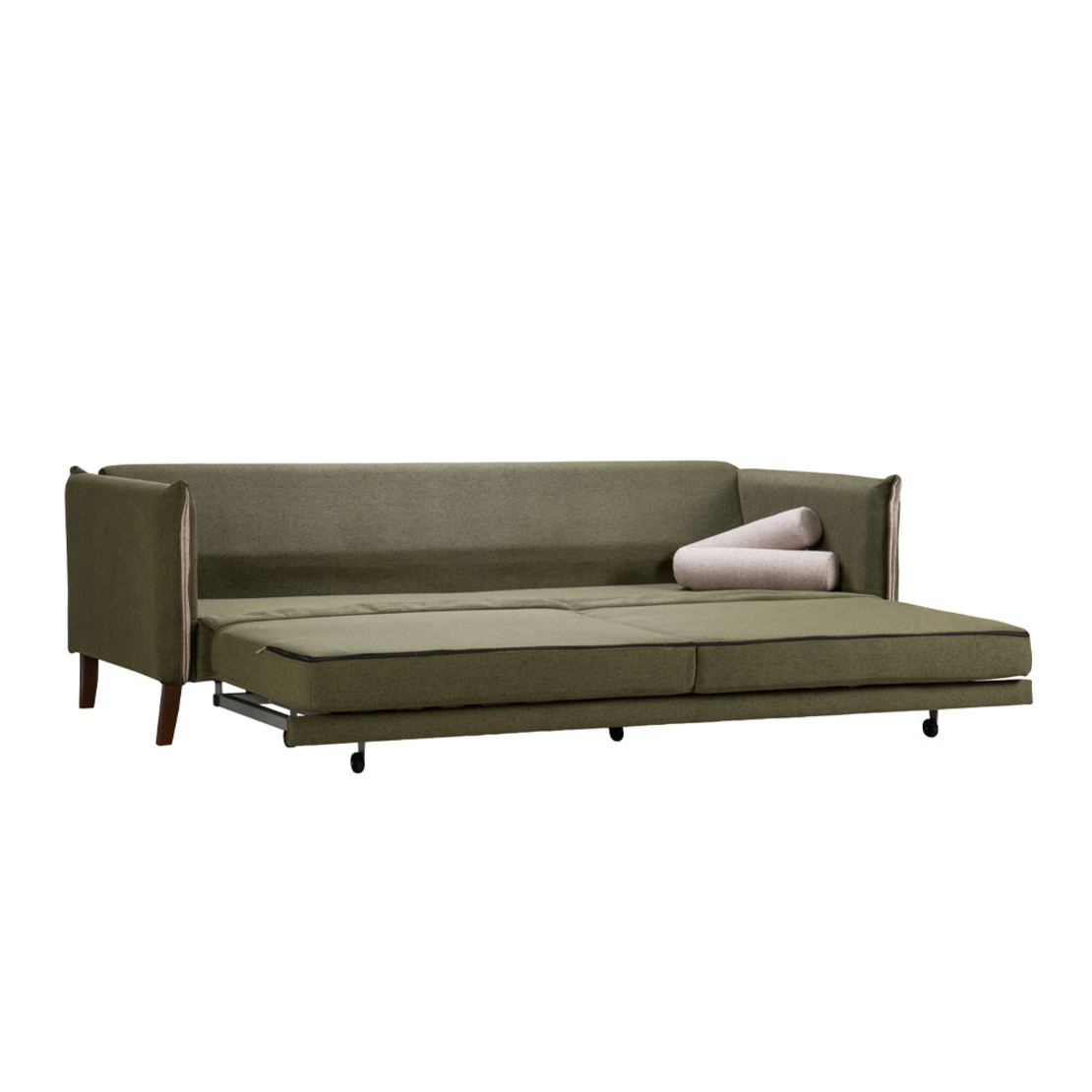 COMMODO SOFA BED 3SEAT EASY CLEAN FABRIC OLIVE GREEN GREY E1 EU