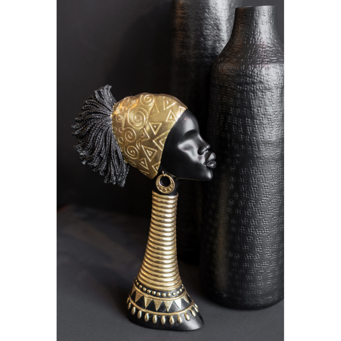 ABENI 2 DECO FIGURE POLYRESIN BLACK GOLD 19,3x7,3x