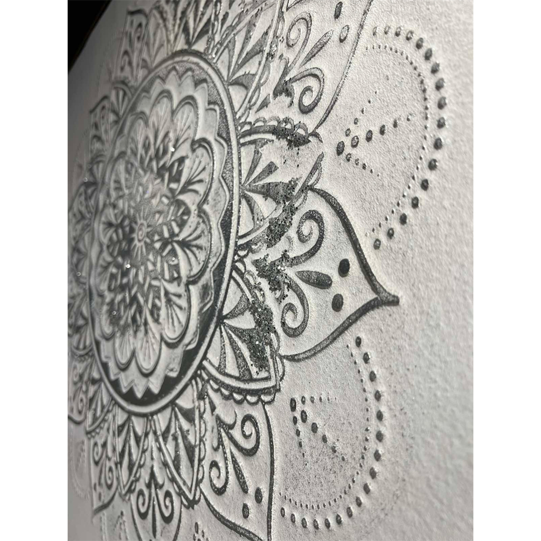 ROZETA PAINTING CANVAS WHITE GOLD WOOD 62x62xH5cm