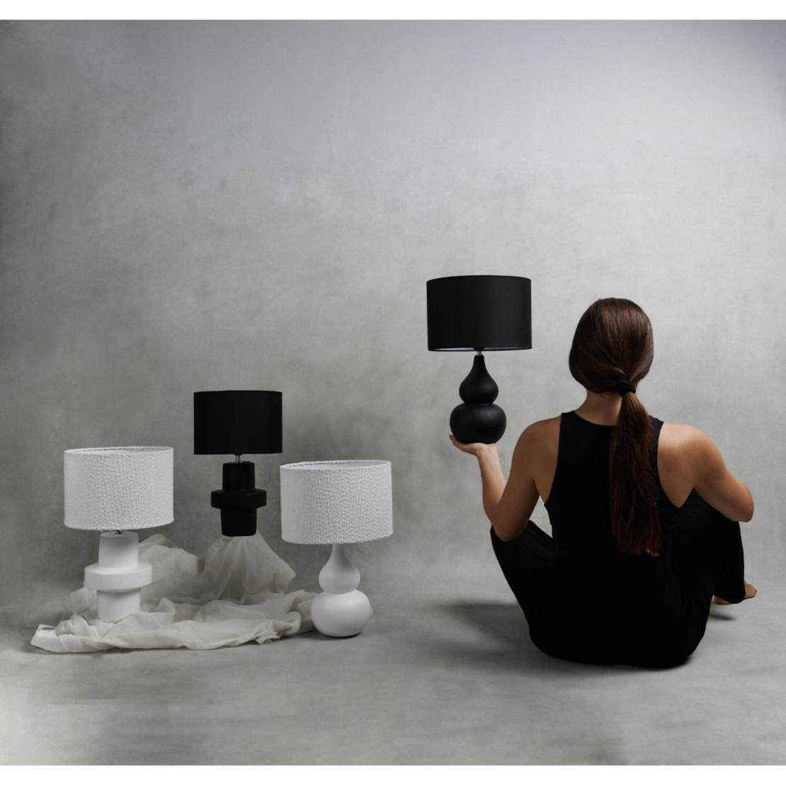 CLOQUE LAMP TABLE CERAMIC FABRIC WHITE WHITE 15x15