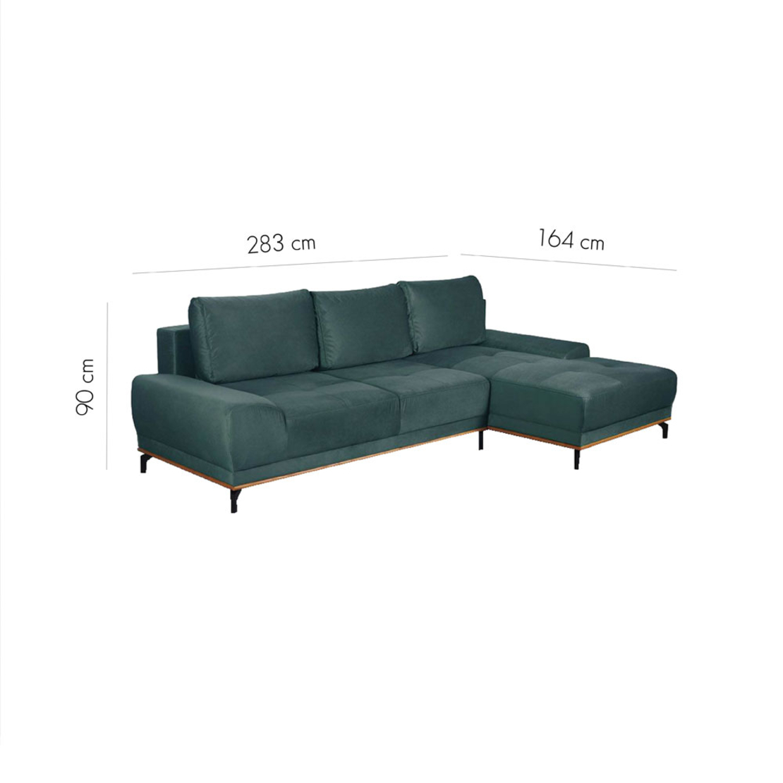 NATURA SOFA BED CORNER RIGHT EASY CLEAN FABRIC DUSTY PETROL E1 EU