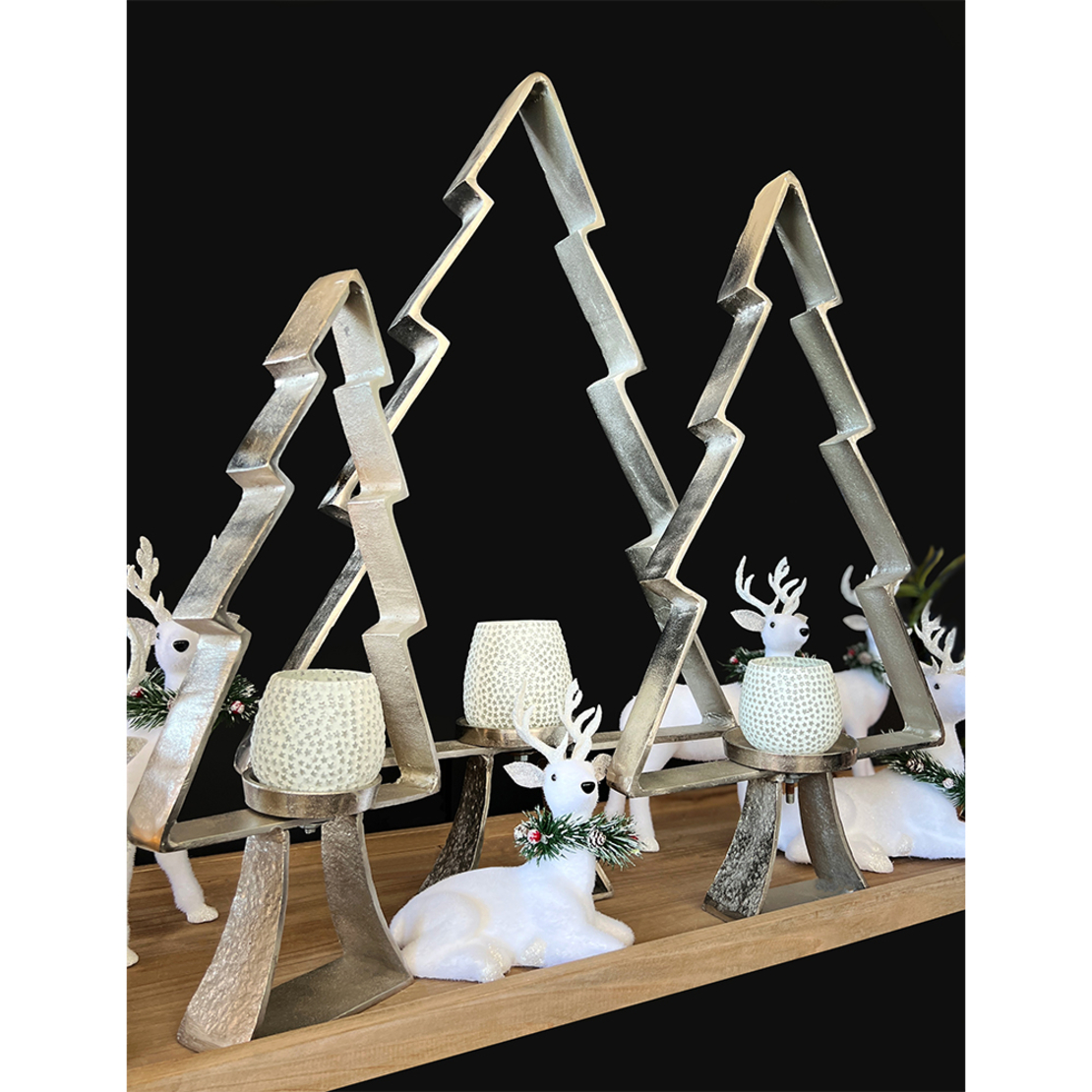 XMAS NOEL TREE ALUMINIUM SILVER 36x11xH66cm IN