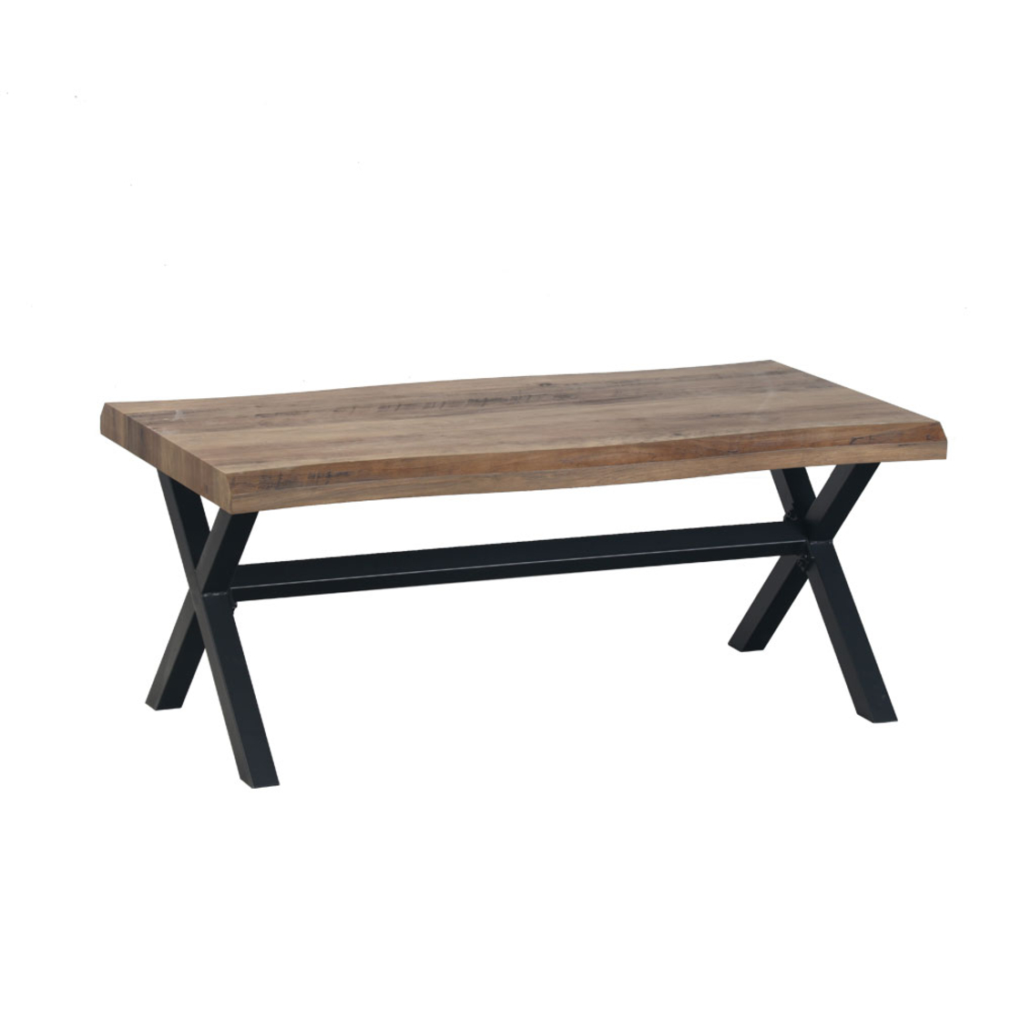 BRICK COFFEE TABLE CHIPBOARD WITH MELAMINE CARTA WALNUT BLACK METAL 110x60xH45cm E1 PRC