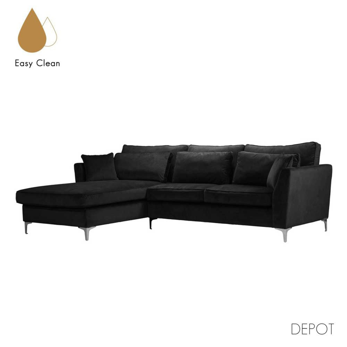 FOREVER SOFA CORNER LEFT EASY CLEAN FABRIC BLACK E1 EU
