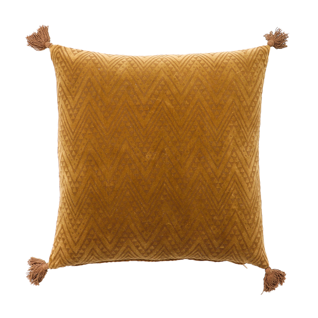 SUNDIAL B DECOR CUSHION COTTON VELVET CARAMEL 50x5