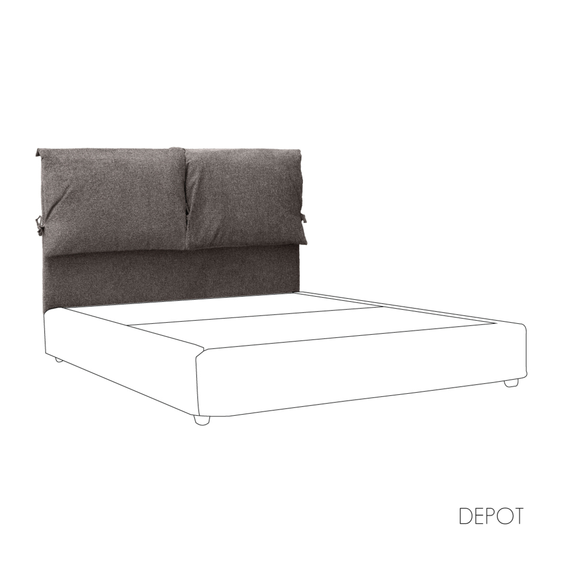 MOUSSE HEADBOARD AND BASE FABRIC WOOD PINE ANTHRACITE CHIPBOARD E1 GR