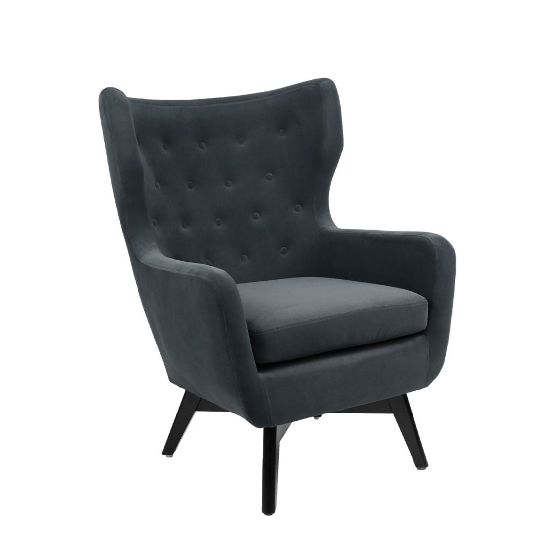 MEGA ARMCHAIR FABRIC GREY DARK WOOD RUBBERWOOD BLA