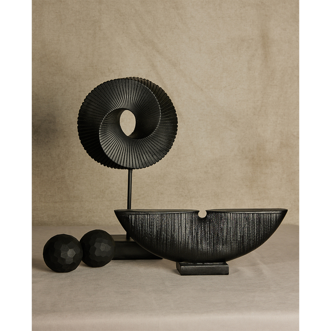 MORIRI DECO POLYRESIN BLACK 35x6xH12cm PRC