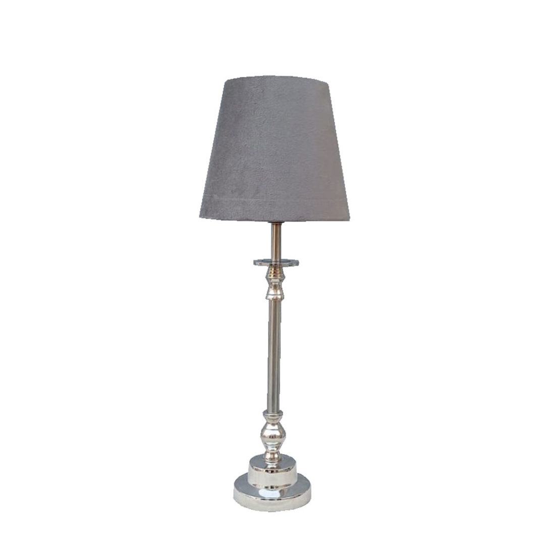 HELGE LAMP TABLE ALUMINIUM VELVET SILVER GREY 11x1