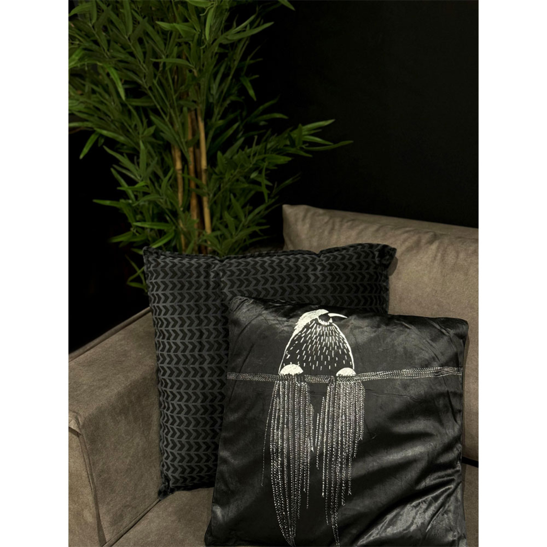 CYBERSPACE DECOR CUSHION COTTON VELVET BLACK 50x50