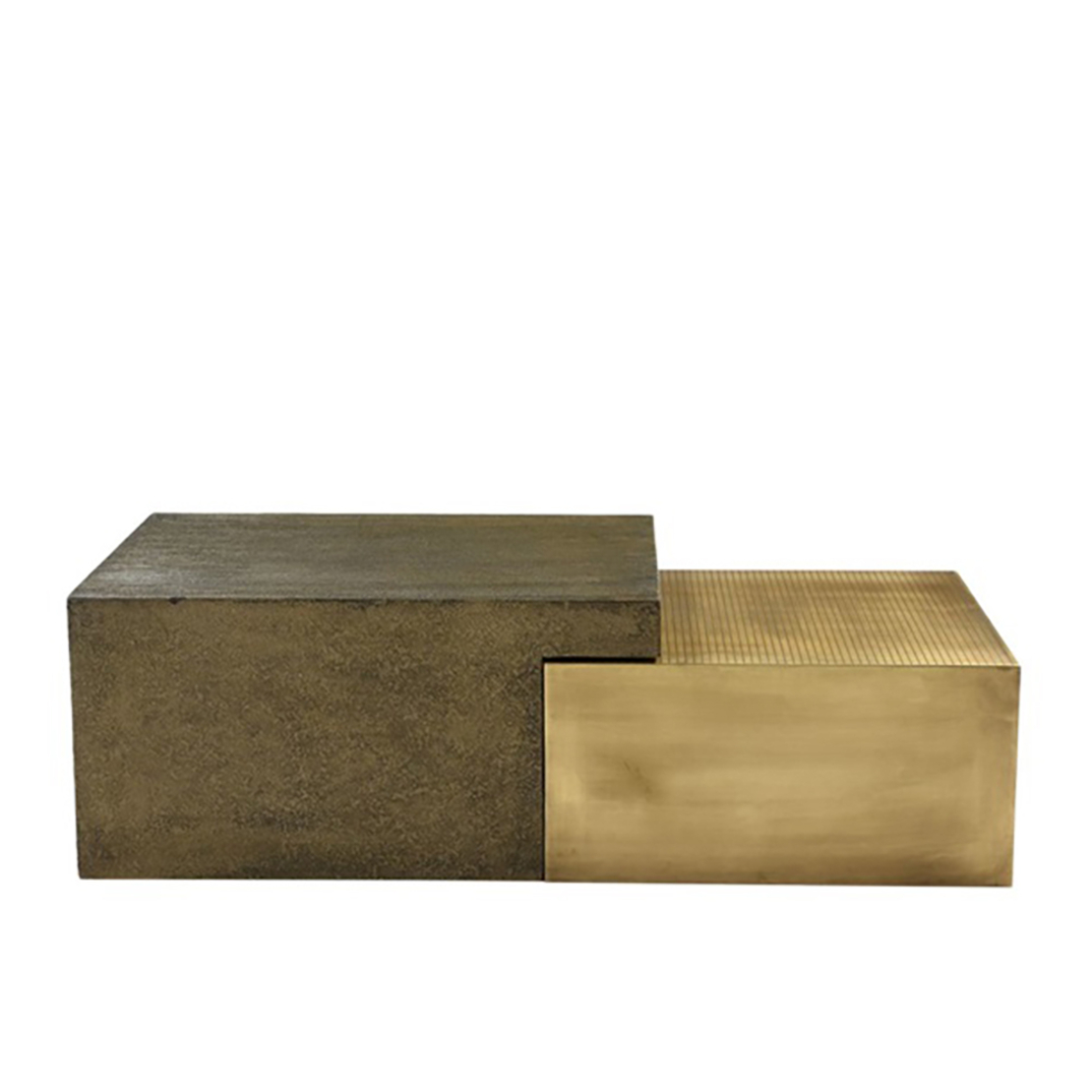 CONTACTO COFFEE TABLE SET 2PCS METAL BRASS ANTIQUE GOLD ANTIQUE 122x61xH38cm IN