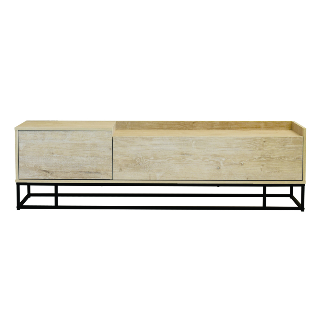 HILTON TV STAND CHIPBOARD WITH MELAMINE CARTA SONOMA DECAPE METAL BLACK 160x39,5xH45cm E1 PRC