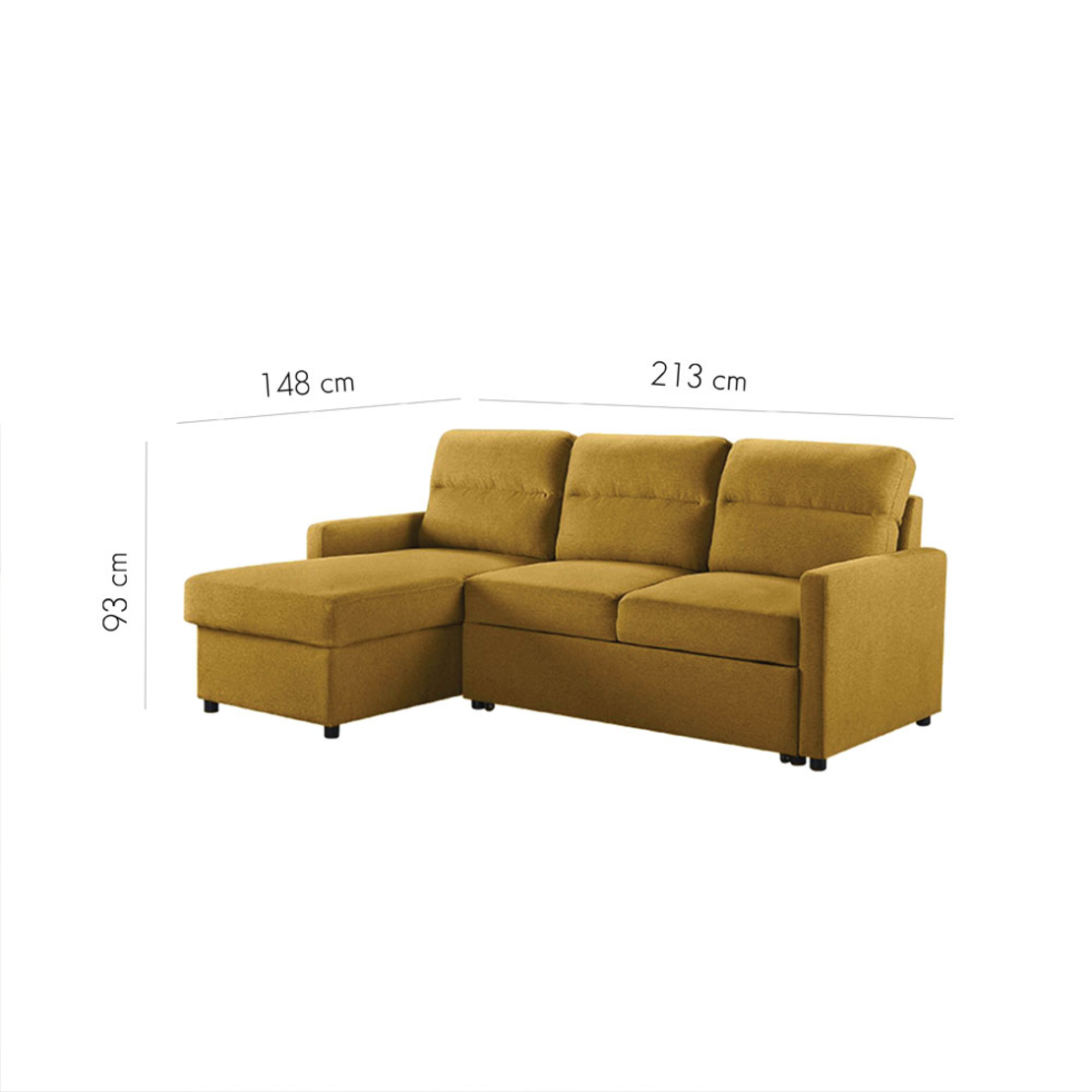 TUCAN SOFA BED REVERSABLE CORNER FABRIC MUSTARD E1 PRC