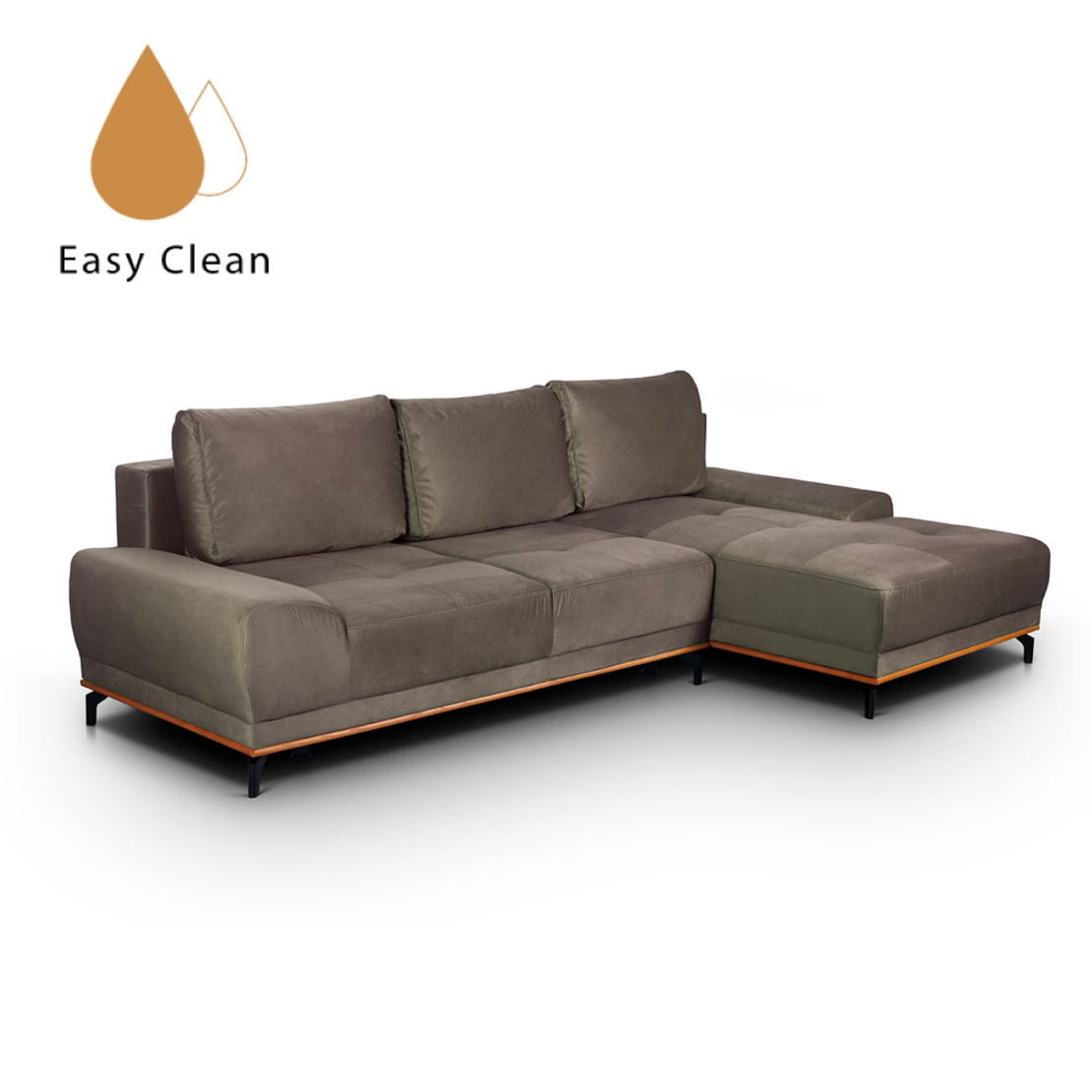 NATURA SOFA BED CORNER RIGHT EASY CLEAN FABRIC TAUPE E1 EU