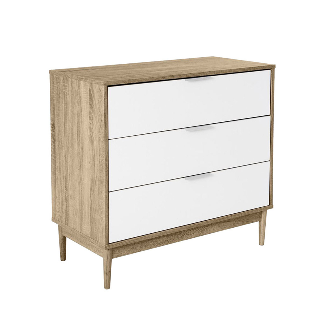 SCANDI COMMODE 3DRAWERS CHIPBOARD WITH MELAMINE CARTA SONOMA WHITE E1 PRC