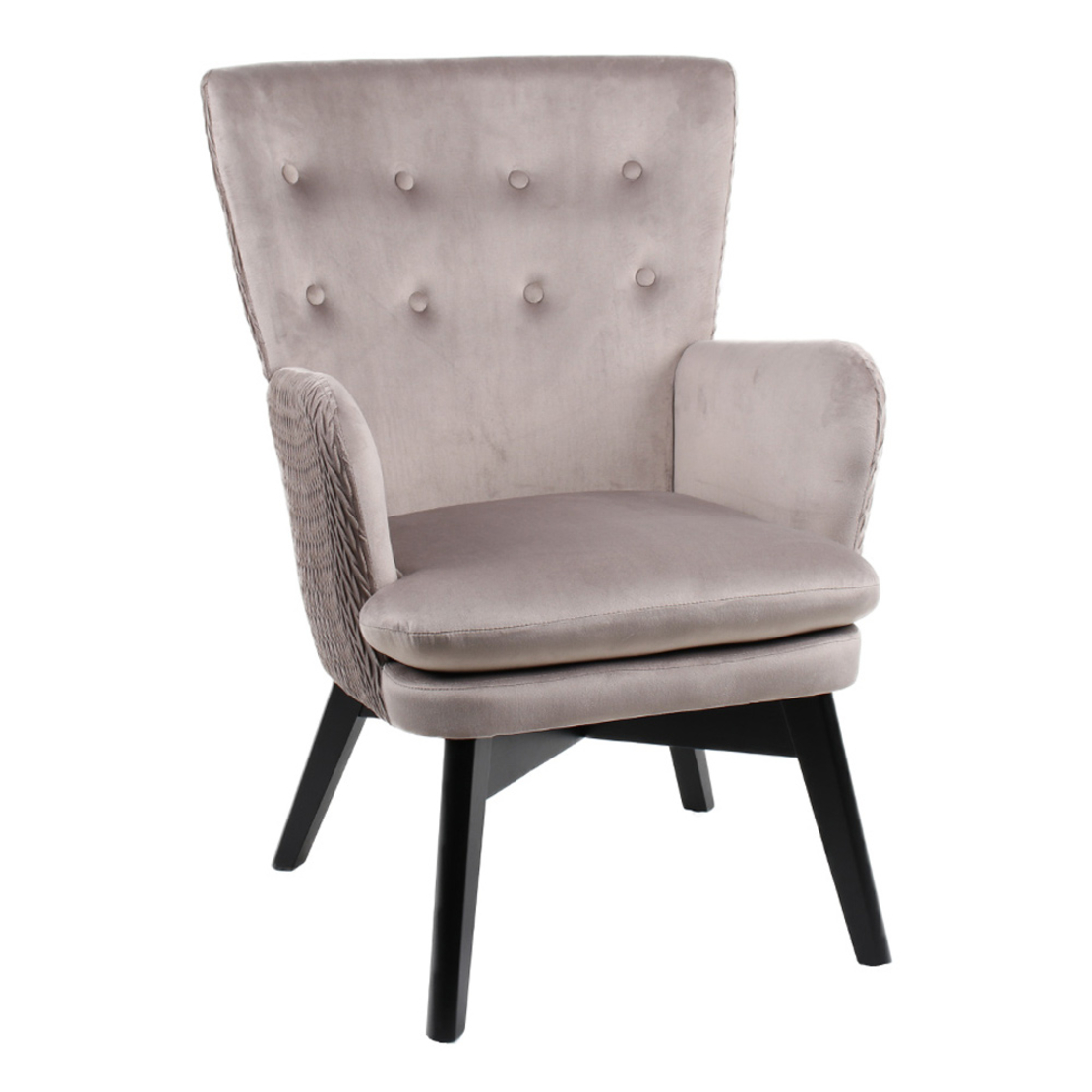 LOU LOU ARMCHAIR FABRIC BEIGE WOOD RUBBERWOOD BLACK E1 PRC