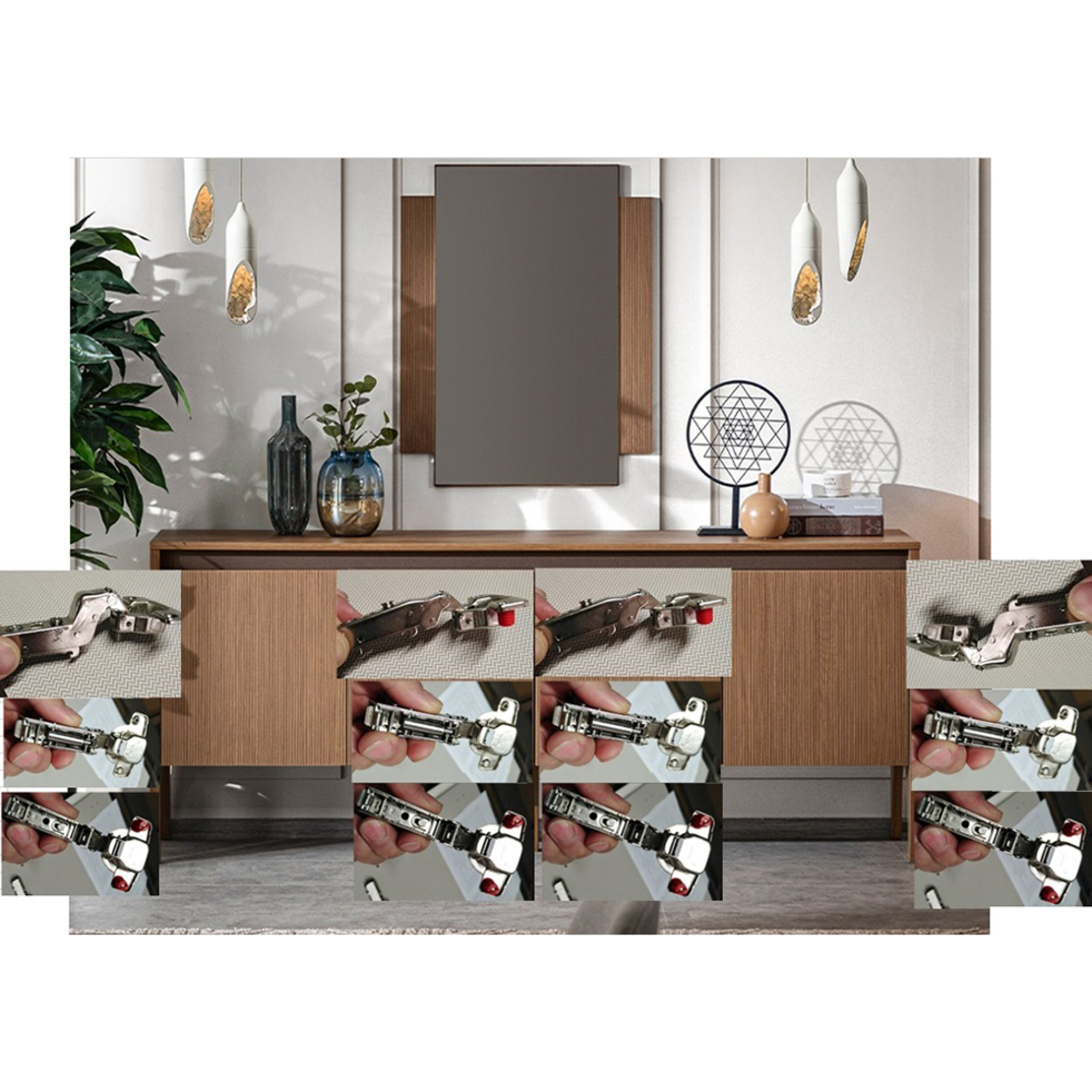WOOD SIDEBOARD 4DOORS MELAMINE WALNUT 200x45xH81cm E1 TR
