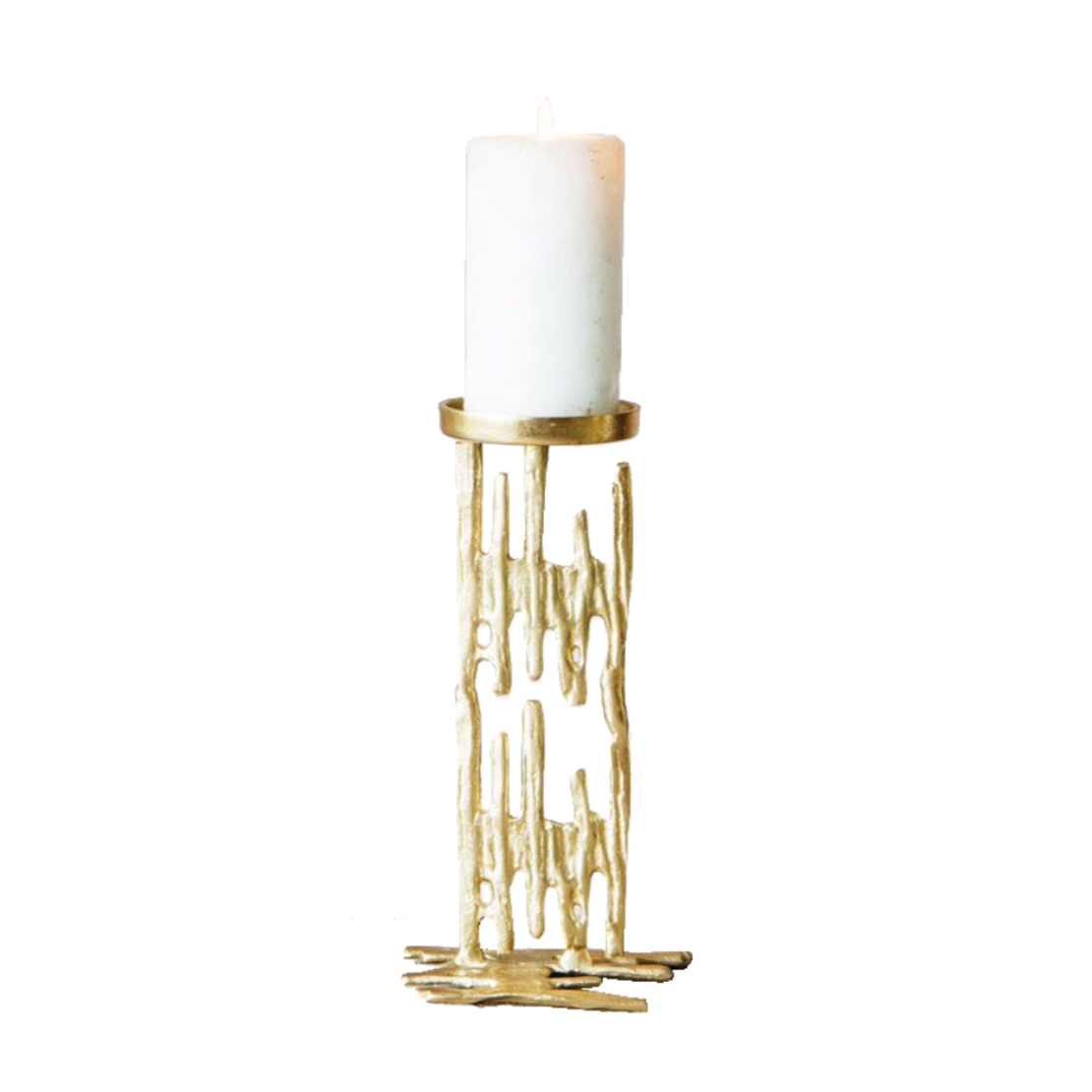 ONTI CANDLE HOLDER ALUMINIUM GOLD H40cm IN