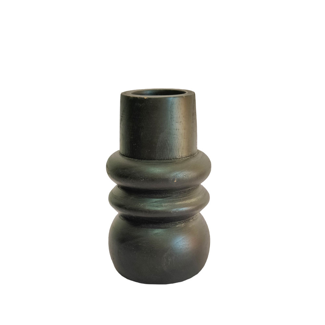 NUBIA VASE WOOD BLACK 18x18xH31cm PRC