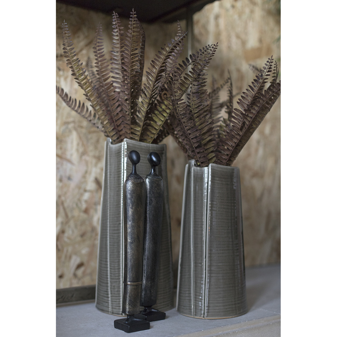 JUNGLE VASE CERAMIC GREEN 14x12,5xH32,3cm PRC