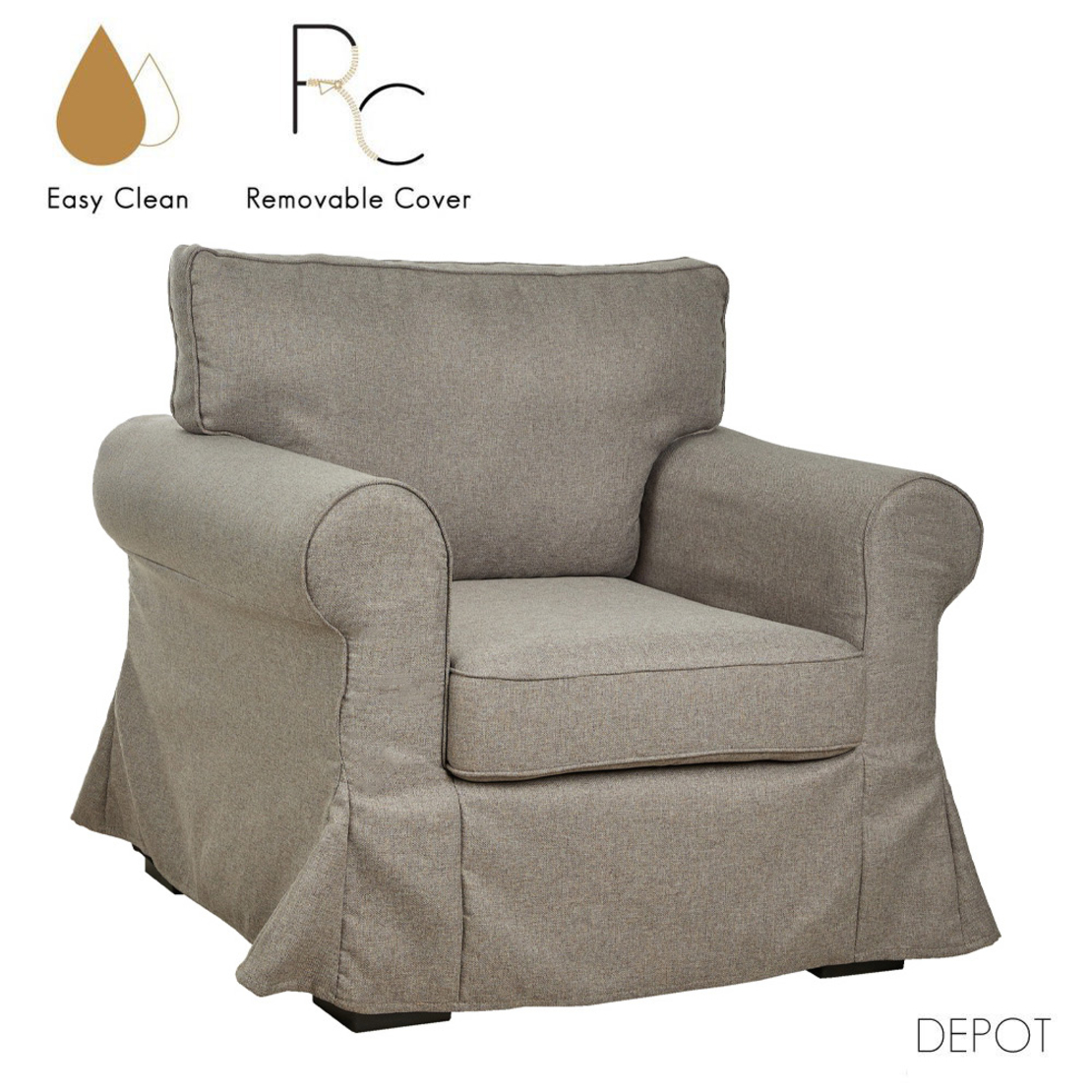 ASHLEY ARMCHAIR EASY CLEAN FABRIC BROWN LIGHT E1 EU