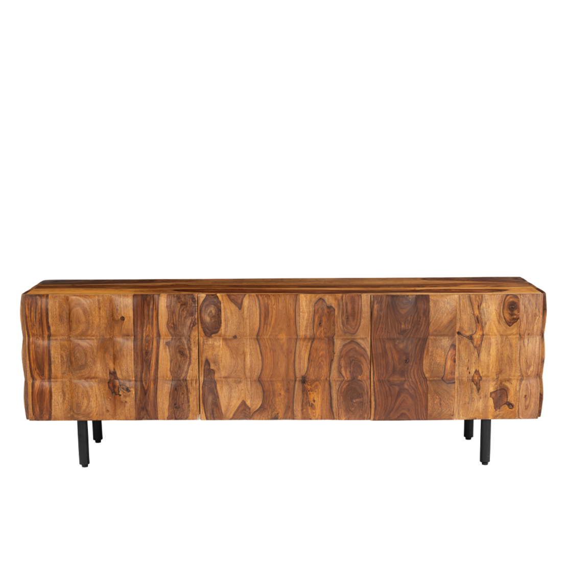 CHOCOLAT TV STAND 2DOORS WOOD SHEESHAM WALNUT WOOD ACACIA BLACK 162x42x54 IN