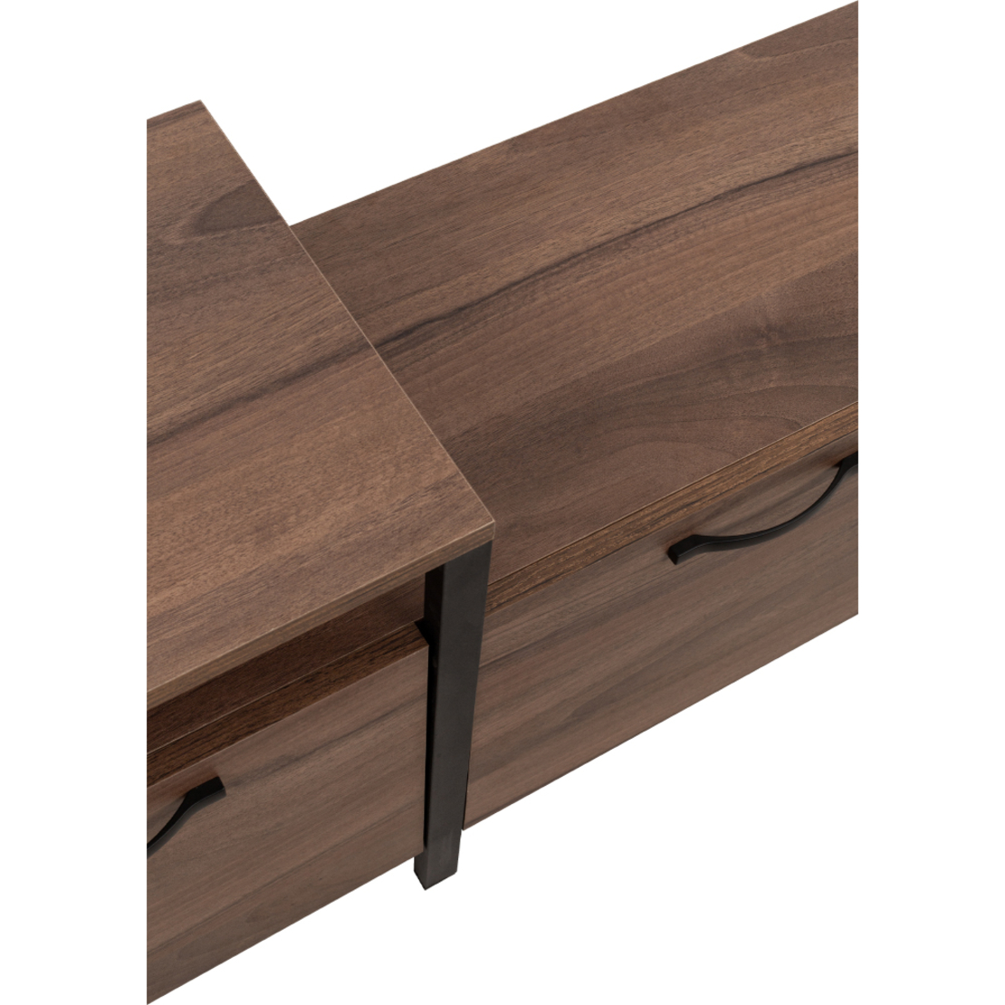RAM TV STAND MELAMINE WALNUT BLACK METAL 180x35xH55cm E1 TR