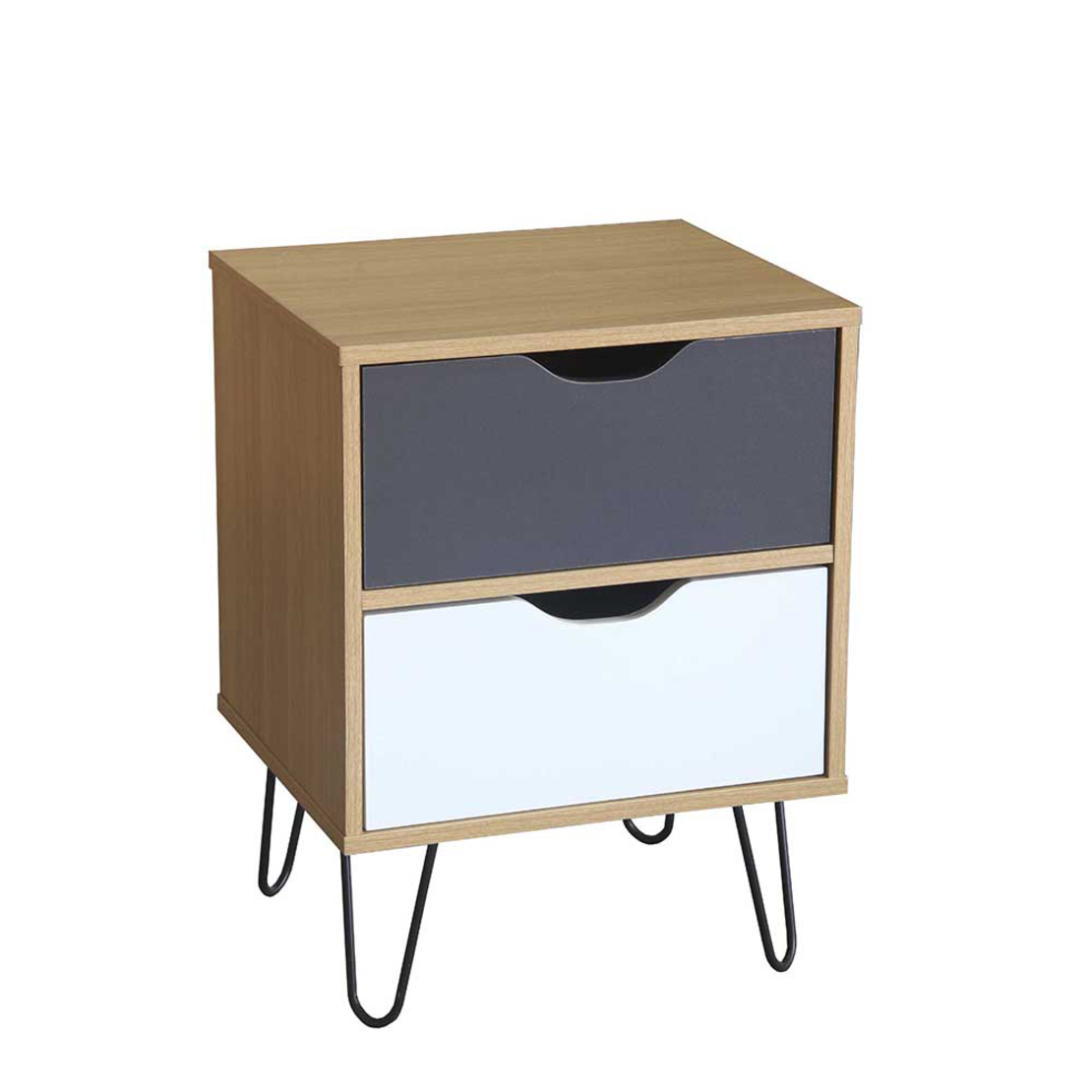 ARTIC NIGHTSTAND CHIPBOARD WITH MELAMINE CARTA SONOMA METAL GREY WHITE BLACK E1 PRC