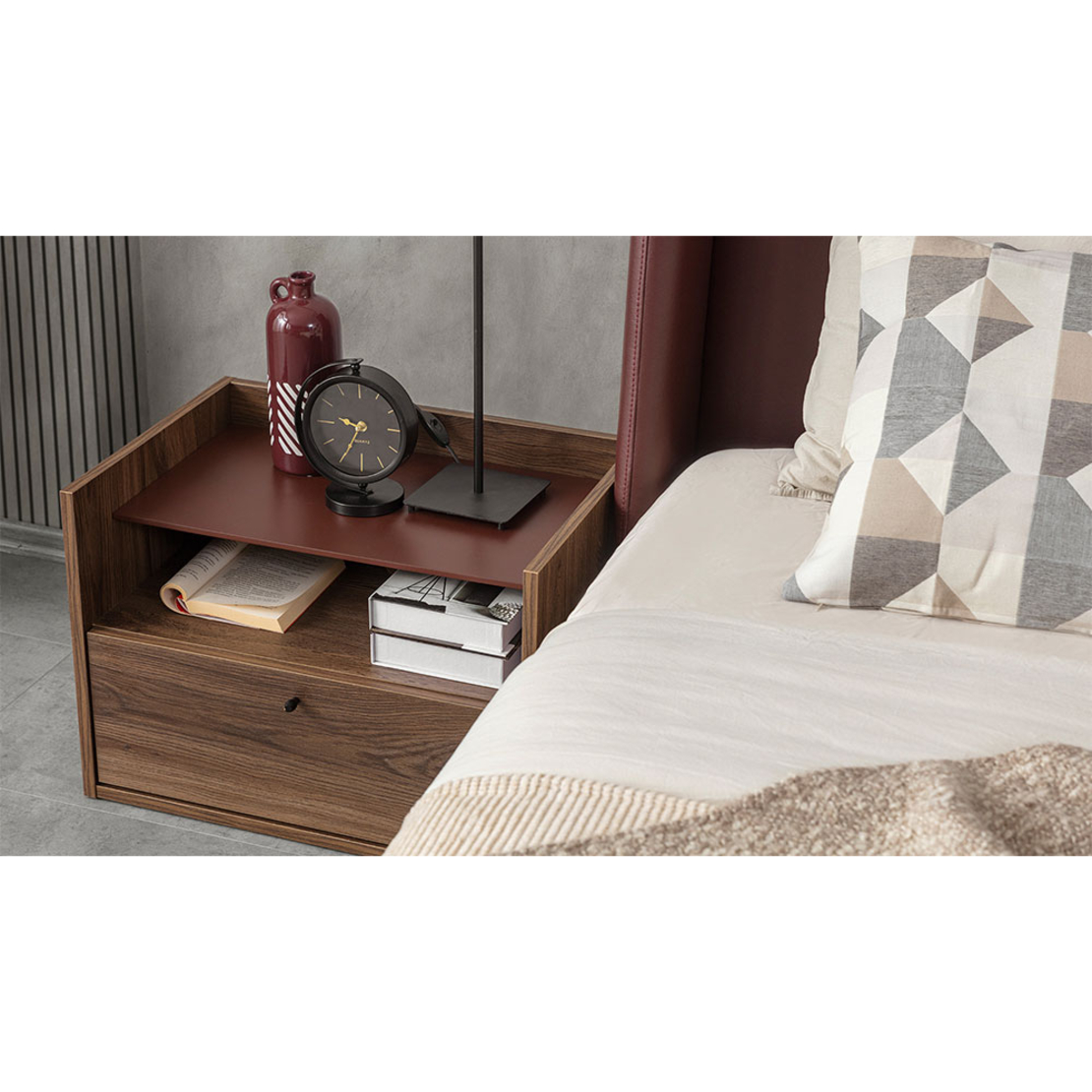 MARSALA NIGHTSTAND 1DOOR 1SHELF MELAMINE WALNUT E1 TR