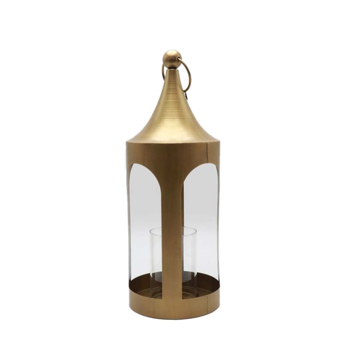 LUM LANTERN FOR CANDLE 19x19x52 METAL METALLIC GOLD GLASS
