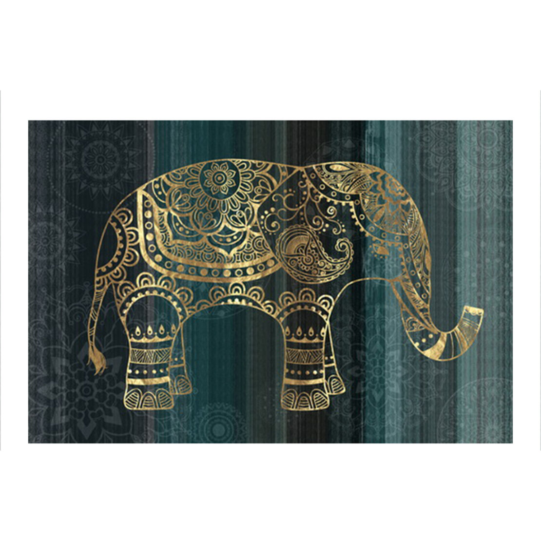 ELEPHANT PAINTING CANVAS GREY GOLD WOOD 120x80xH3,