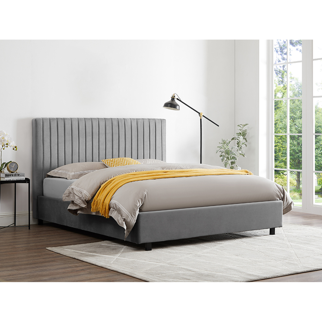 TIFFANY BED (FOR MATTRESS 160x200cm) FABRIC GREY E1 PRC