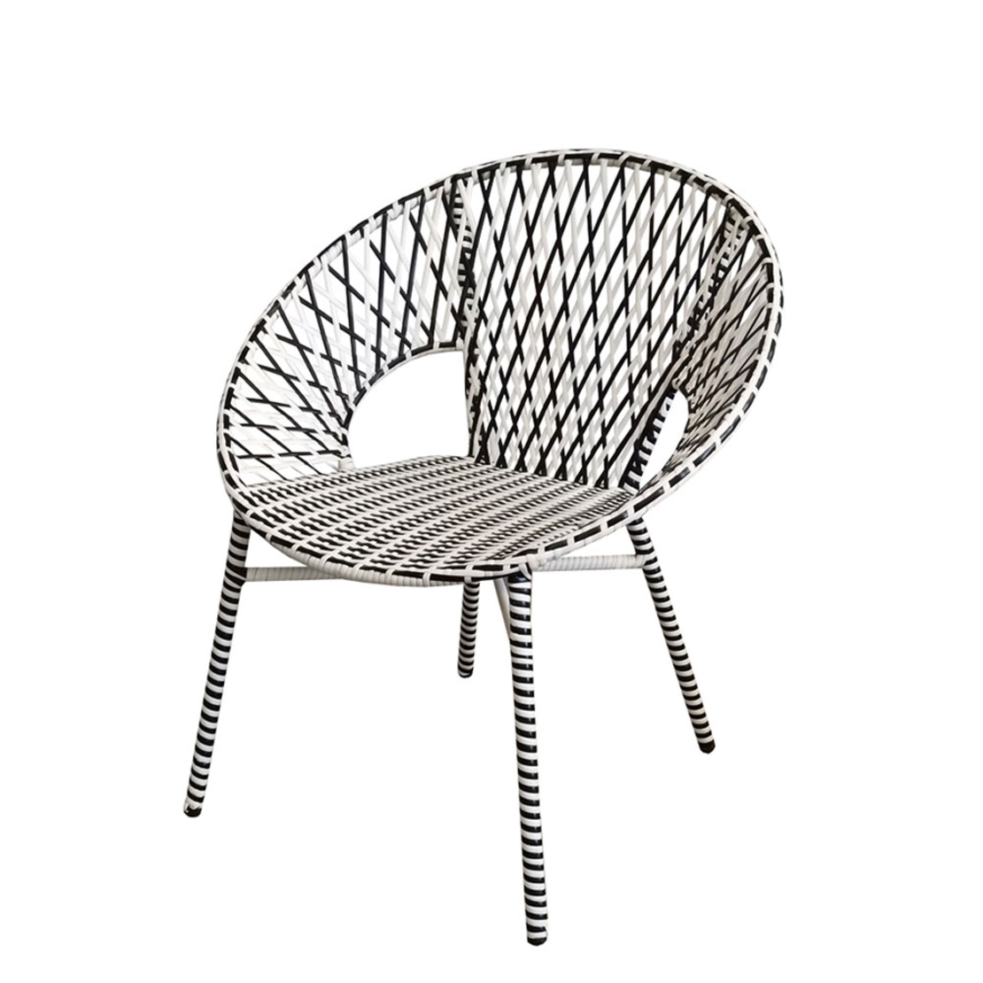 GRANADA CHAIR PE WOVEN BLACK WHITE 76x65xH82cm PRC