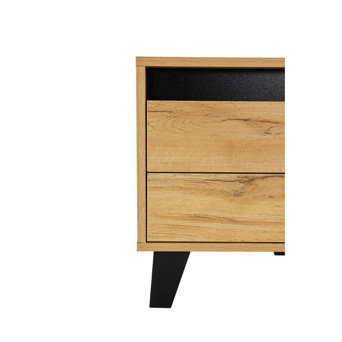 ARABICA NIGHTSTAND 2DRAWERS CHIPBOARD WITH MELAMINE SONOMA METAL BLACK BLACK E1 PRC