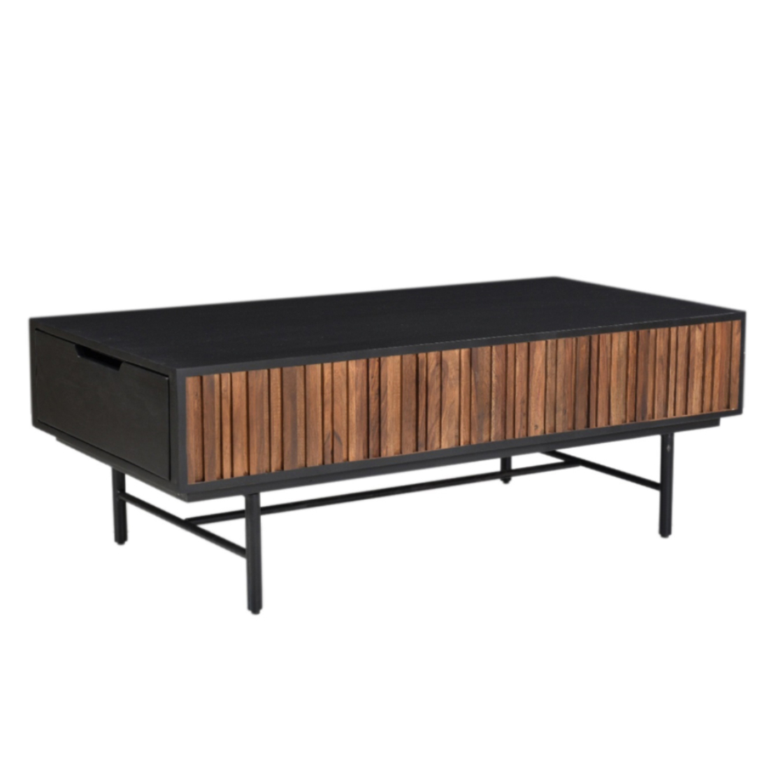 JENGA COFFEE TABLE 2DRAWERS WOOD MANGO BLACK WALNUT WOOD SHEESHAM 120x50xH43cm IN
